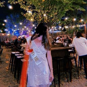 Lulus Lele white and silver sequin mini dress. size small